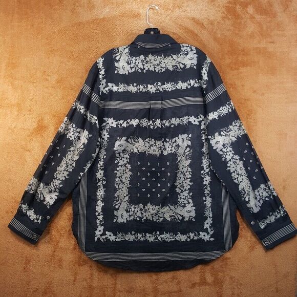 NANUSHKA Mens Shirt Medium Black Button Up Lightweight Pocket JARI BANDANA $495 - Picture 7 of 11